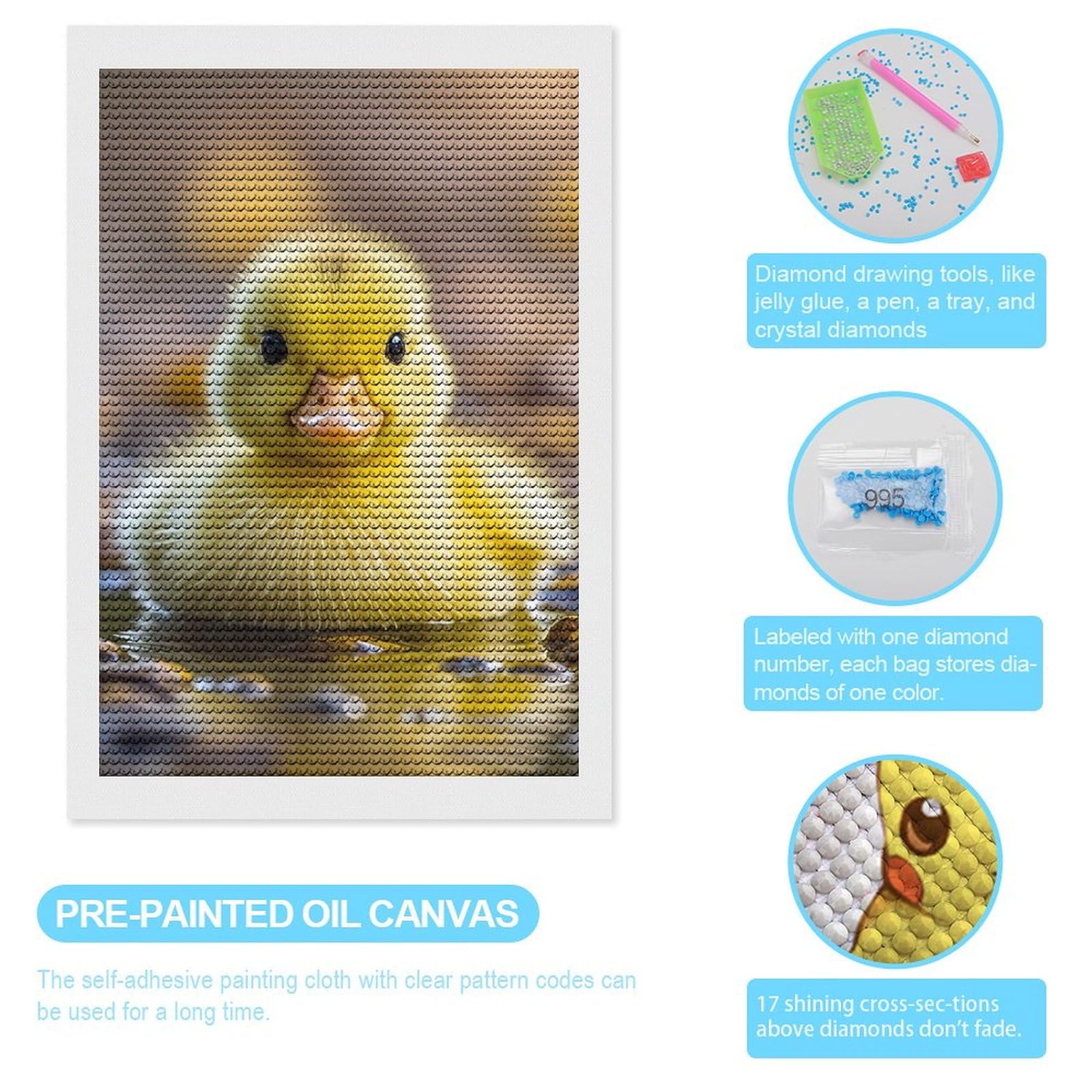 Amazon.com: QMKFWT Cute Ducks Diamond Art Wall Kits Round Full